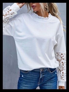 💕Guipure Lace Sleeve Ruffled Long Sleeve NEW💕